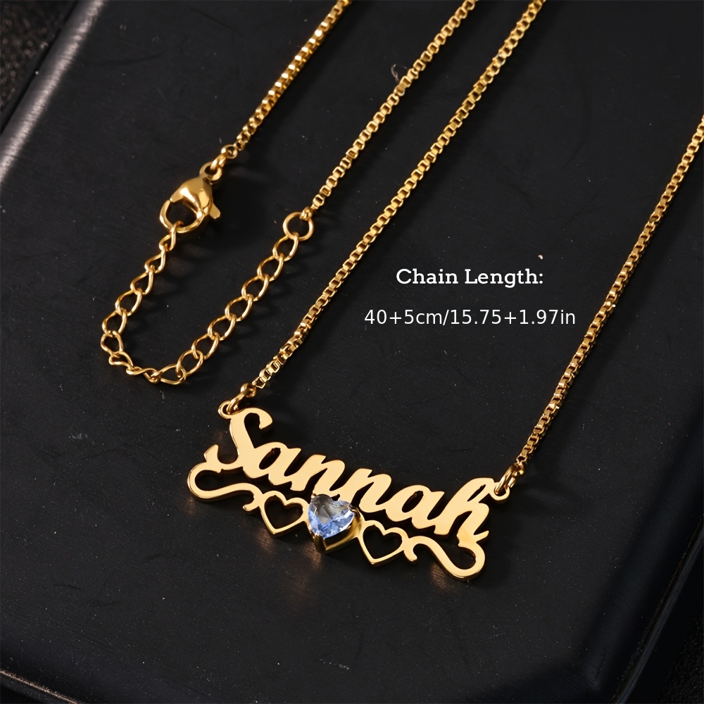 Women's Custom Birthstone Heart Name Pendant Necklace